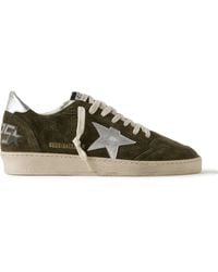 Golden Goose - Ball Star Distressed Leather-trimmed Suede Sneakers - Lyst