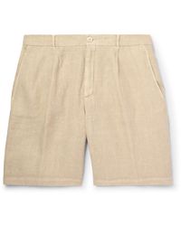 Brunello Cucinelli - Straight-leg Pleated Linen Bermuda Shorts - Lyst
