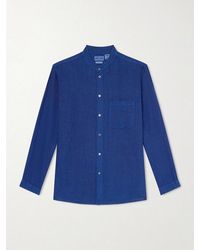 Blue Blue Japan - Grandad-collar Linen-chambray Shirt - Lyst