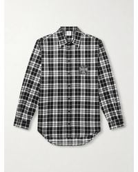 Vetements - Leather-Appliquéd Checked Cotton-Flannel Shirt - Lyst