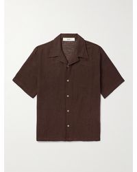 Séfr - Dalian Camp-collar Cotton And Linen-blend Shirt - Lyst