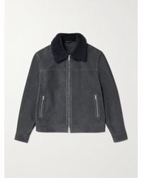 MR P. - Shearling-Trimmed Suede Trucker Jacket - Lyst