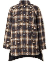 Givenchy - Distressed Checked Quilted Cotton-Flannel Shirt Jacket - Lyst
