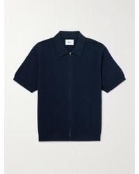 NN07 - Gustav 600160 Textured Organic Cotton Zip-Up Polo Shirt - Lyst