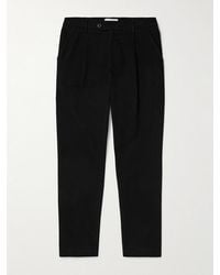 MR P. - Daniel Tapered Pleated Organic Cotton-Blend Moleskin Trousers - Lyst