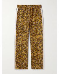 Palm Angels - Straight-leg Leopard-print Striped Linen And Cotton-blend Jersey Track Pants - Lyst