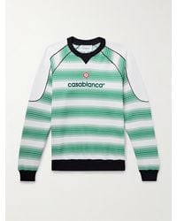 Casablancabrand - Logo-embroidered Striped Cotton-blend Sweatshirt - Lyst
