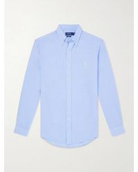 Polo Ralph Lauren - Button-Down Collar Logo-Embroidered Linen Shirt - Lyst