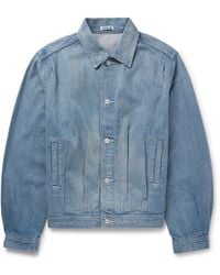 AURALEE - Pleated Selvedge Denim Jacket - Lyst