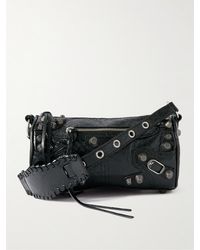 Balenciaga - Le Cagole Studded Crinkled-leather Messenger Bag - Lyst