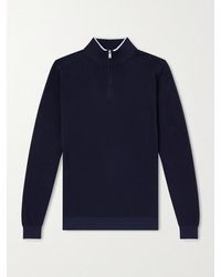 Fedeli - Cotton-piqué Half-zip Sweater - Lyst