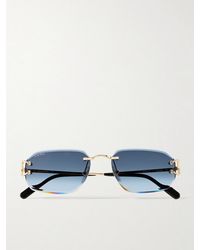 Cartier - Signature C Rimless Rectangular-Frame-Tone Sunglasses - Lyst