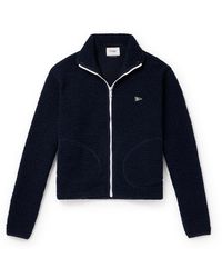 Drake's - Logo-embroidered Wool-blend Fleece Jacket - Lyst