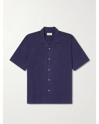 Officine Generale - Eren Camp-collar Cotton And Lyocell-blend Seersucker Shirt - Lyst