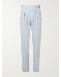 Rubinacci - Straight-leg Pleated Striped Cotton-seersucker Trousers - Lyst