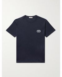 Valentino Garavani - T-Shirt aus Baumwoll-Jersey mit Logostickerei - Lyst