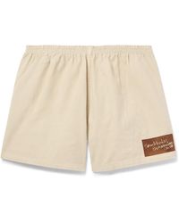 Stockholm Surfboard Club - Straight-leg Garment-dyed Logo-appliquéd Cotton And Linen-blend Twill Shorts - Lyst