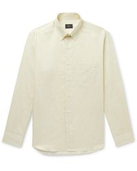 Brioni - Striped Cotton And Linen-blend Shirt - Lyst