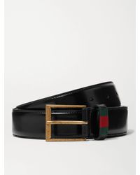 Gucci - Web-detail Leather Belt - Lyst