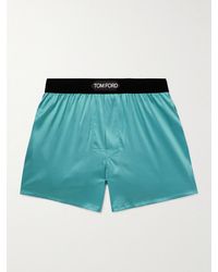 Tom Ford - Velvet-Trimmed Stretch-Silk Satin Boxer Shorts - Lyst