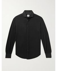 Brunello Cucinelli - Cutaway-collar Silk And Cotton-blend Shirt - Lyst