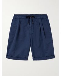 Brunello Cucinelli - Wide-leg Pleated Linen And Cotton-blend Drawstring Shorts - Lyst