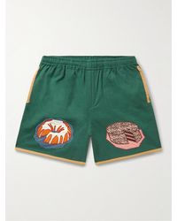 Bode - Gerade geschnittene Shorts aus Baumwoll-Canvas mit Applikationen - Lyst