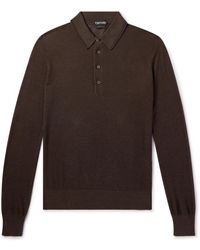 Tom Ford - Slim-fit Silk And Cotton-blend Piqué Polo Shirt - Lyst
