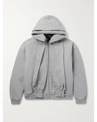 Balenciaga - Incognito Oversized Layered Stretch-Cotton Jersey Zip-Up Hoodie - Lyst