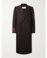 Dries Van Noten - Double-Breasted Embroidered Wool-Flannel Coat - Lyst