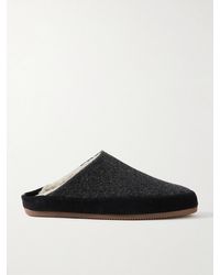 Mulo - Suede-Trimmed Shearling-Lined Wool Slippers - Lyst