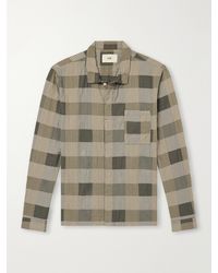 Folk - Patch Checked Cotton-Blend Seersucker Shirt - Lyst