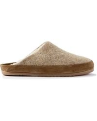 Mulo - Suede-Trimmed Shearling-Lined Recycled-Wool Slippers - Lyst