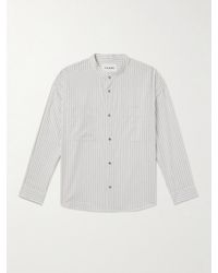 FRAME - Grandad-Collar Striped Cotton-Blend Shirt - Lyst