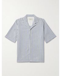Officine Generale - Eren Camp-collar Striped Cotton-blend Seersucker Shirt - Lyst