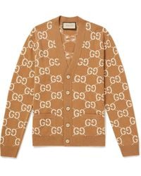 Gucci - GG Jacquard Wool Cardigan - Lyst