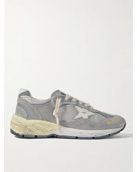 Golden Goose - Dad-star Distressed Leather-trimmed Suede And Mesh Sneakers - Lyst