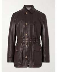 Brunello Cucinelli - Belted Full-Grain Leather Jacket - Lyst