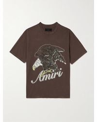 Amiri - T-shirt in jersey di cotone con logo e glitter Eagle - Lyst