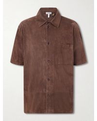 Loewe - Paula's Ibiza Logo-Debossed Suede Shirt - Lyst