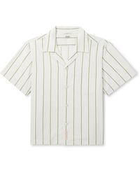 Bode - Celery Camp-collar Striped Cotton-poplin Shirt - Lyst