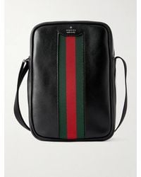 Gucci - Webbing-trimmed Leather Messenger Bag - Lyst
