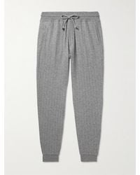 Brunello Cucinelli - Tapered Pinstriped Cashmere And Cotton-blend Sweatpants - Lyst