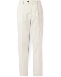 Brunello Cucinelli - Straight-leg Pleated Cotton-blend Twill Suit Trousers - Lyst