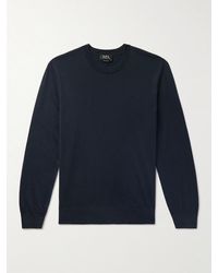 A.P.C. - Julio Logo-embroidered Cotton And Cashmere-blend Sweater - Lyst