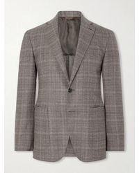 Canali - Kei Prince Of Wales Checked Linen Suit Jacket - Lyst