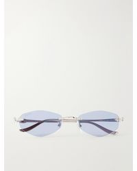 Cartier - Panthère De Cartier Round-frame Silver-tone Sunglasses - Lyst