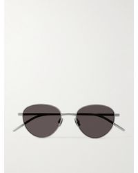 Bottega Veneta - Panthos Sonnenbrille mit rundem Rahmen aus gebürstetem Titan - Lyst
