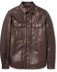 Rick Owens - Webbing-trimmed Padded Full-grain Leather Overshirt - Lyst
