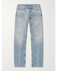 Palm Angels - Jeans a gamba dritta effetto invecchiato con logo ricamato - Lyst